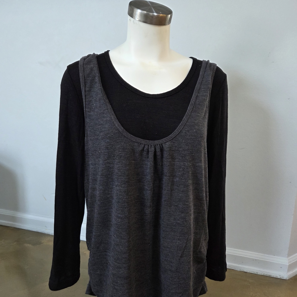 Women's Black and Gray Layered Top